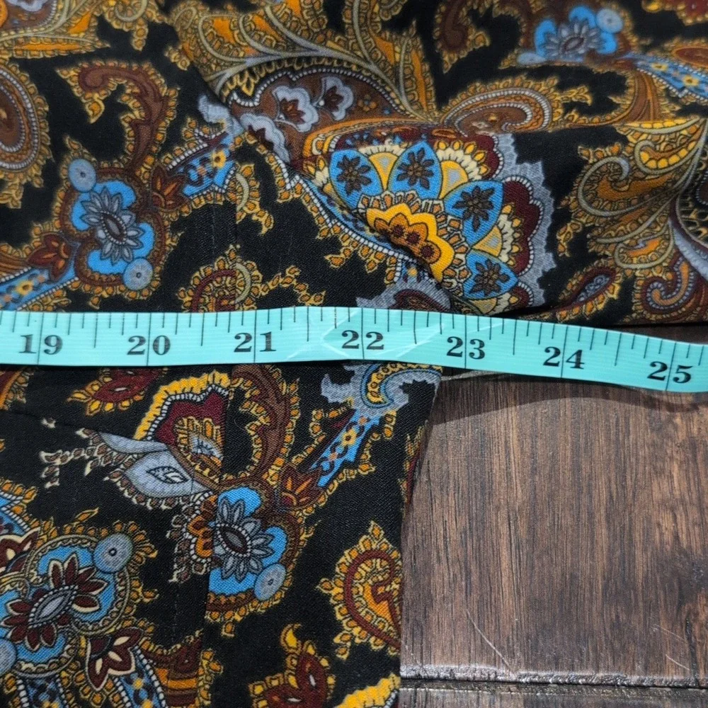 Harve Benard Paisley Print Zipper Jacket Blazer Women 16W Orange Blue Full Zip‎